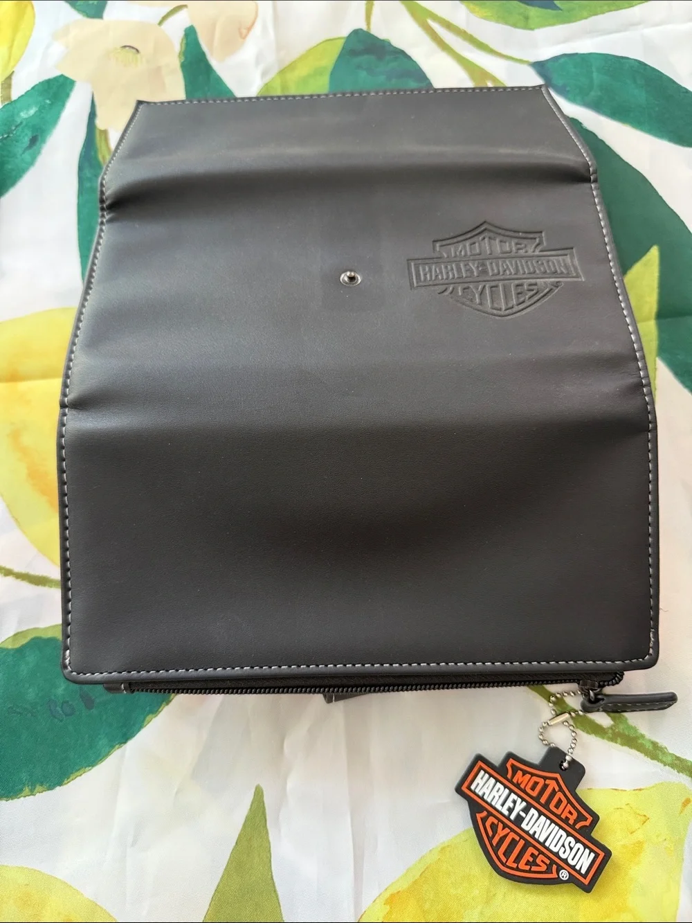 Harley-Davidson Black Wallet with Orange Logo Charm